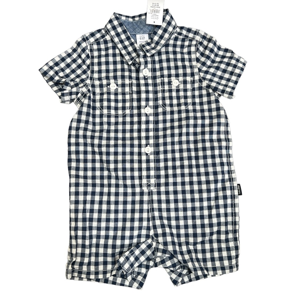 GAP plaid shirt sleeve bodysuit 3-6 months